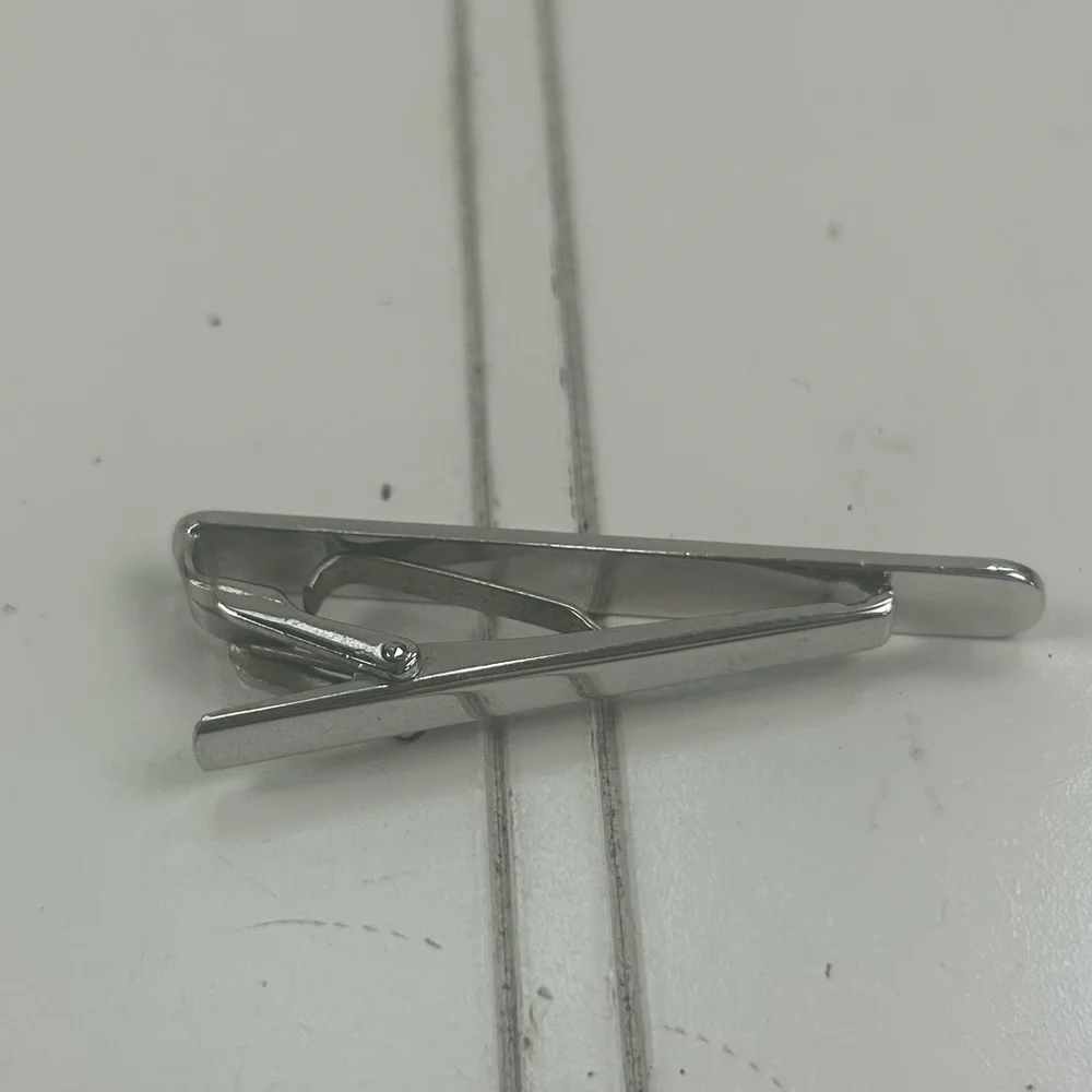 Mario Valentino Vintage Style Tie Clip Silver Gold Dress Accessory
